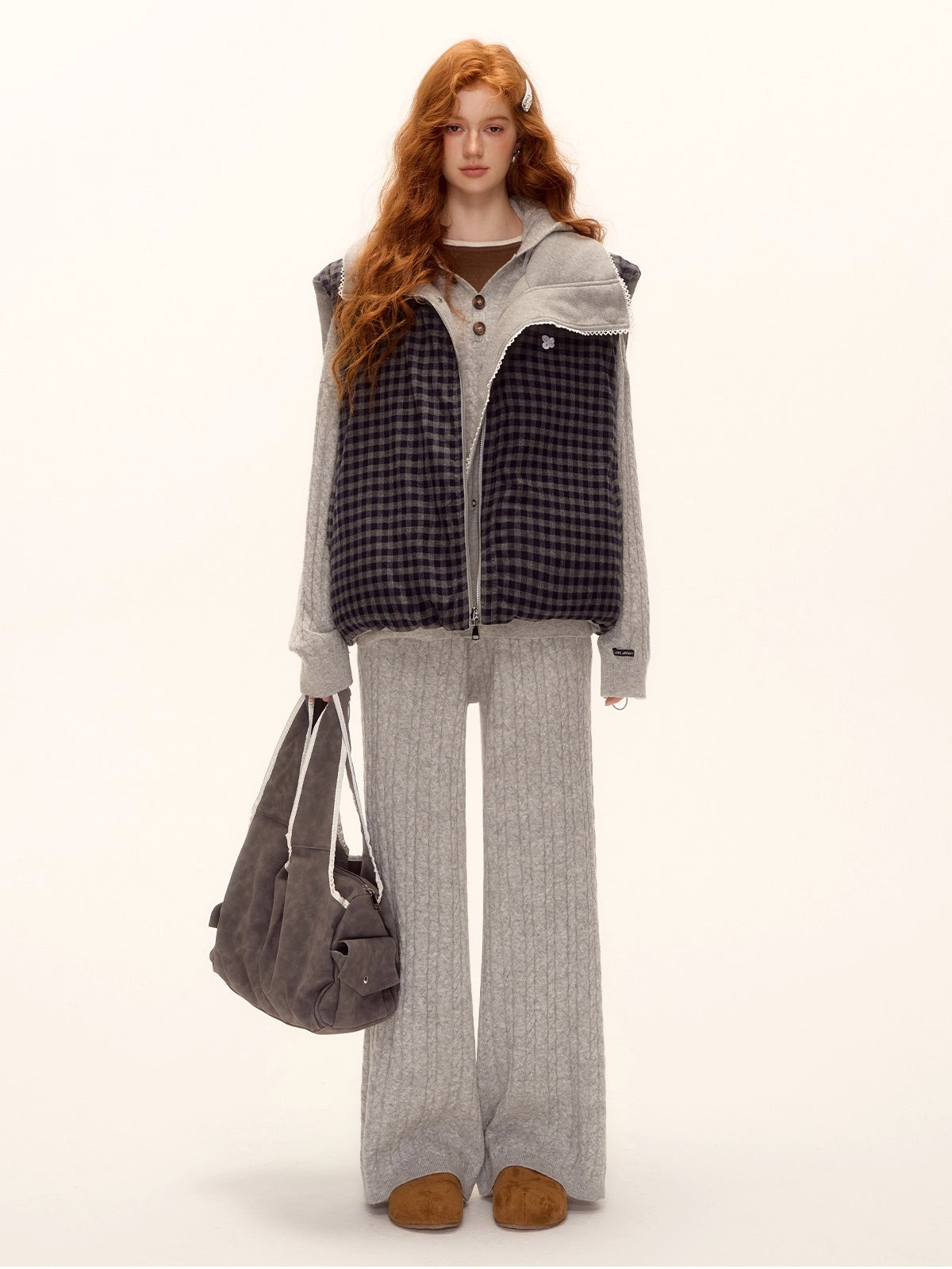 Reversible Check Lace Vest