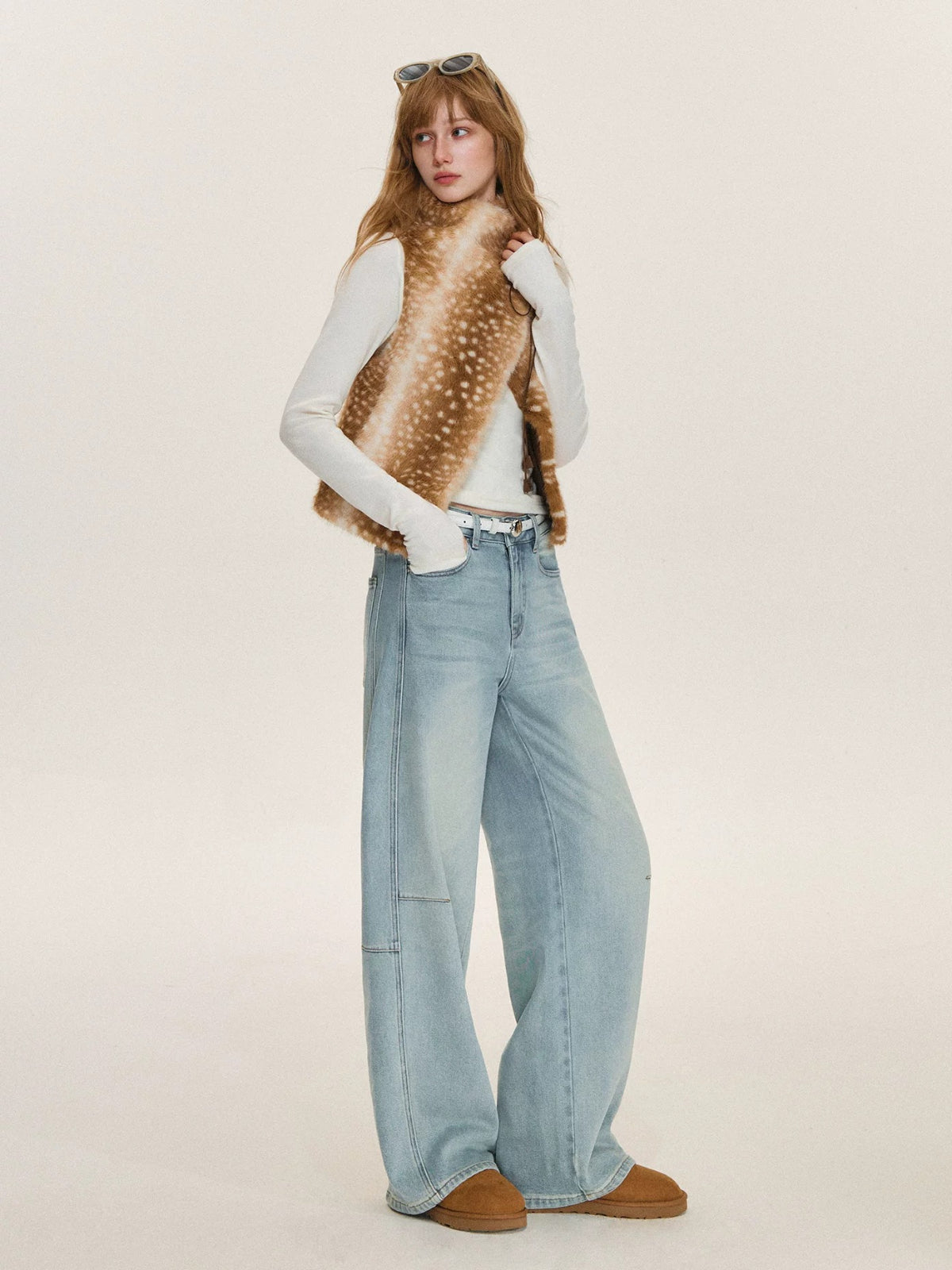 Vintage Tie Front Faux Fur Vest