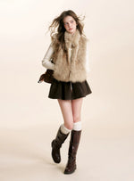 Faux Fur Stand Collar Vest