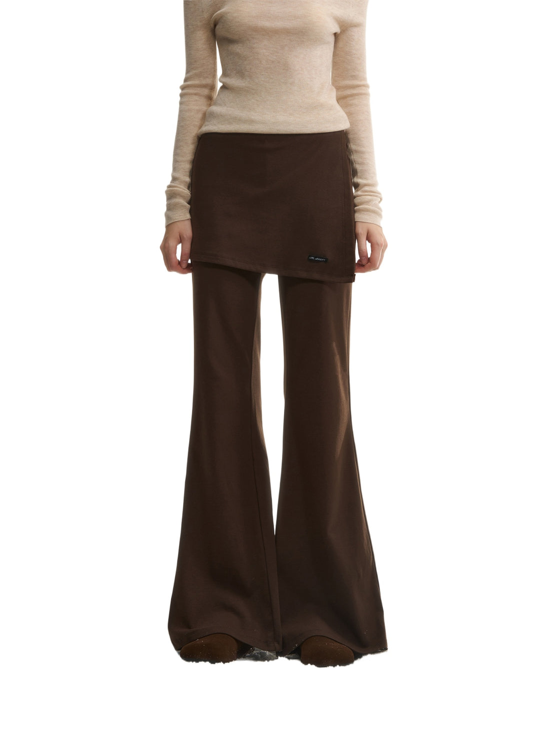 Mock Two-Piece Knit Flare Pants