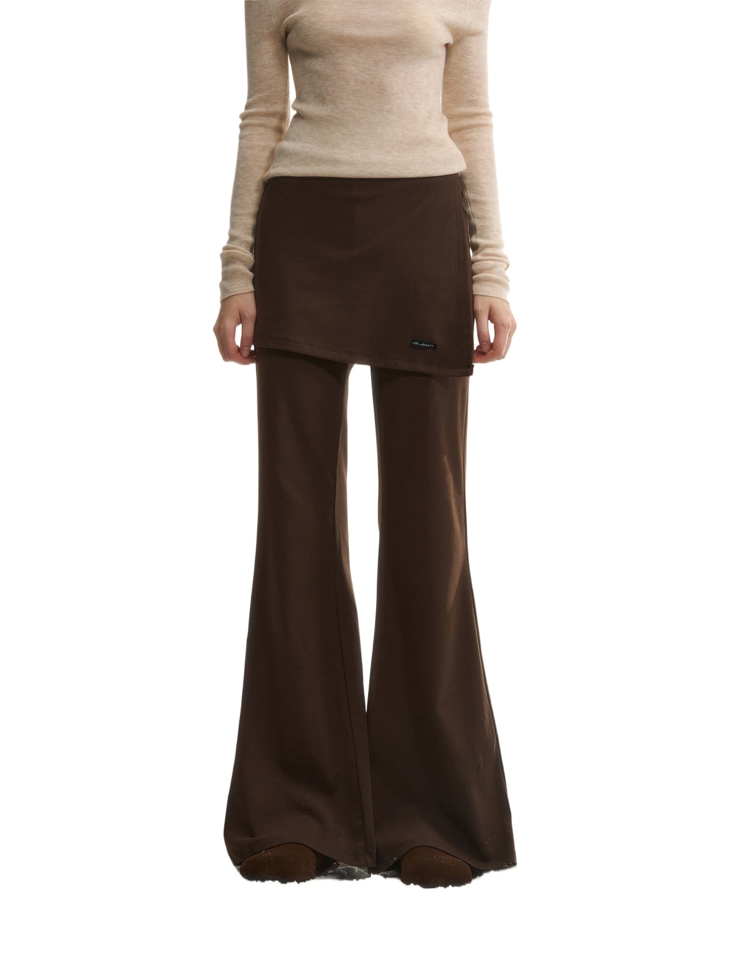 Mock Two-Piece Knit Flare Pants