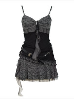 Pleated Belt Slip Dress