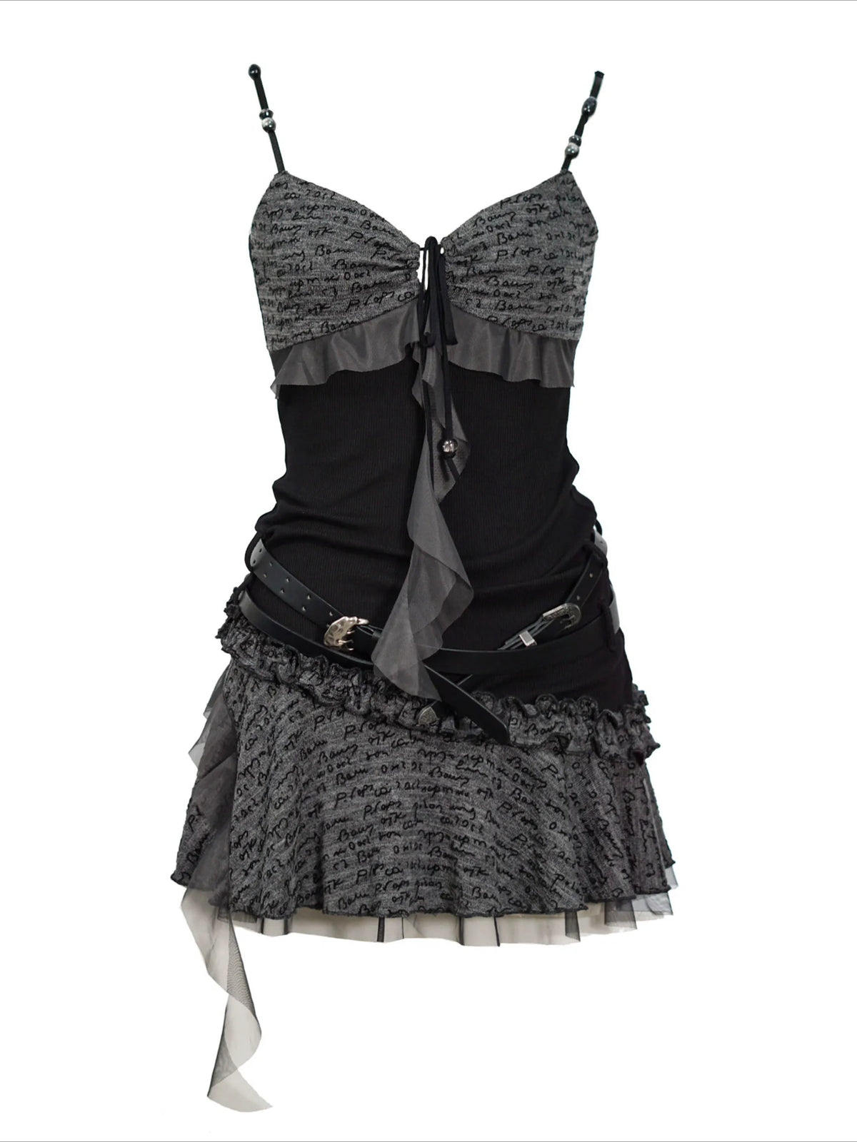 Pleated Belt Slip Dress