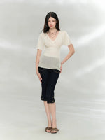 Cutout V-Neck Knit Top