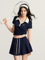 Contrast Polo & Skirt Set