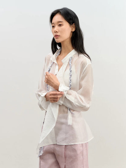 Lyocell Ribbon Blouse