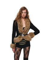 Vintage Buckled Faux Fur Jacket