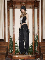Multi-Pocket Washed Denim Pants