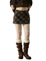 Plaid Double Breasted Mini Skirt