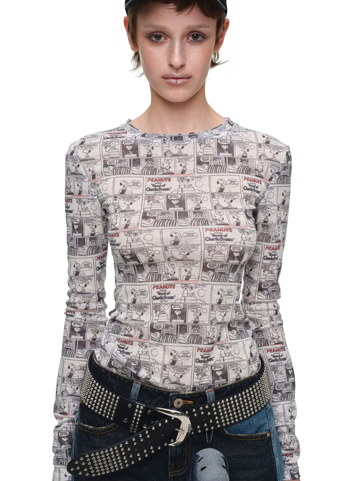 Vintage Newspaper Slim Knit Top