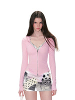 Pink Devil Hooded Knit Top