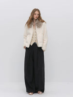 Contrast Collar Shearling Coat