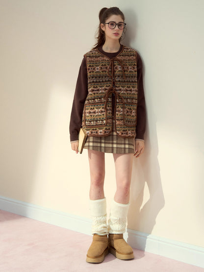 Reversible Fair Isle Faux Fur Vest