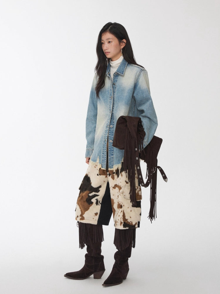 Cow Pattern Faux Fur Shorts