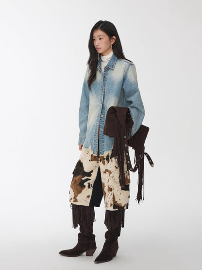 Cow Pattern Faux Fur Shorts