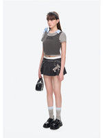 Knitted Layering Vest & Short-sleeve Two-piece T-shirt