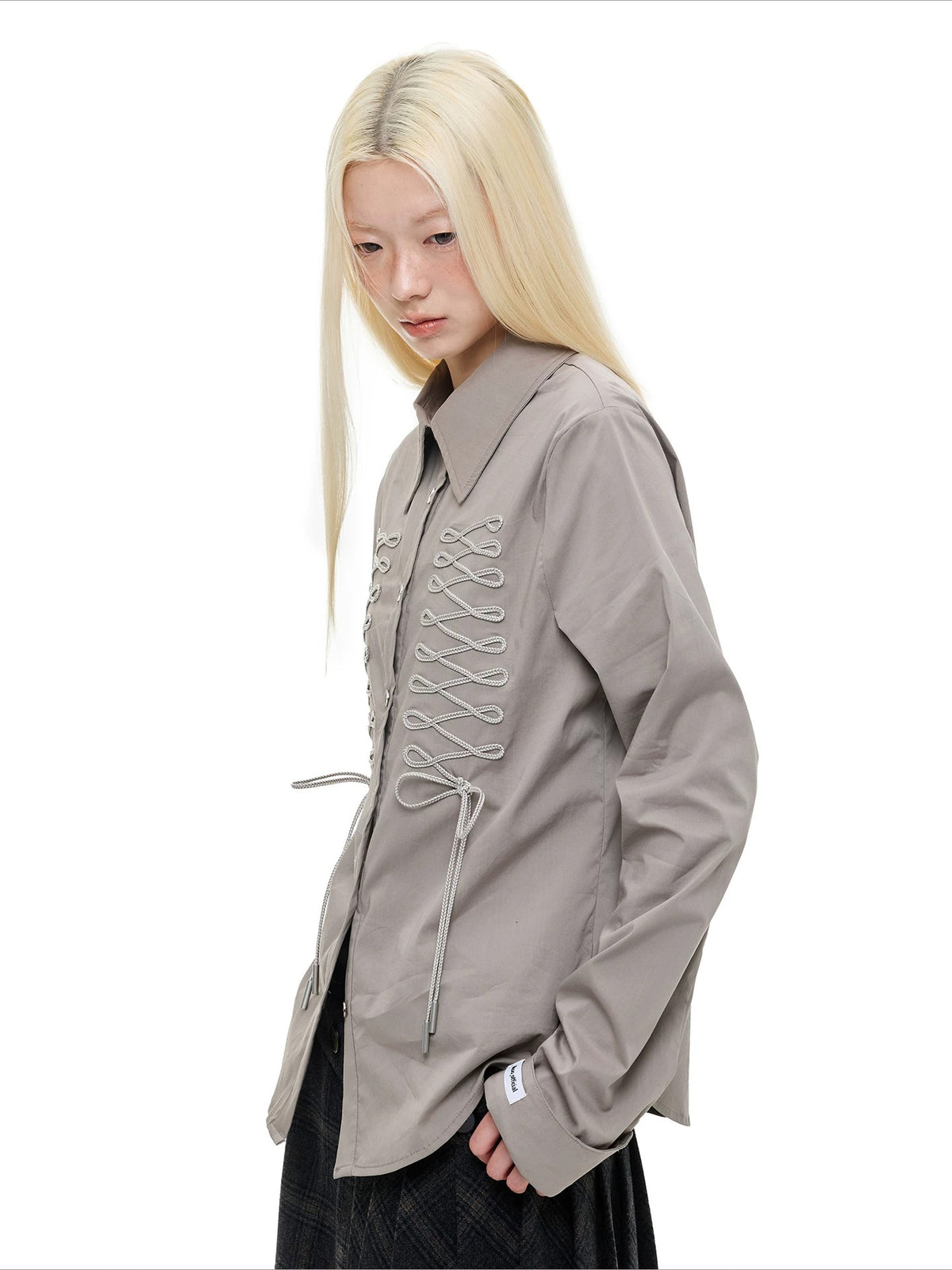 Lace-Up Bow Detail Relaxed Shirt