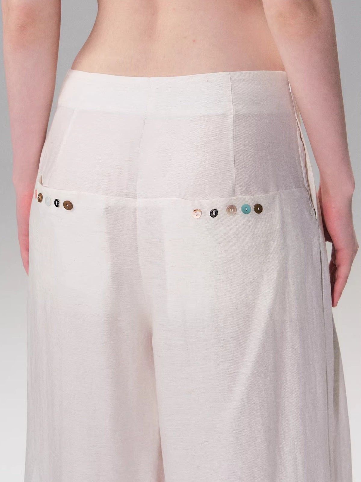 Beige Pleated Accordion Pants