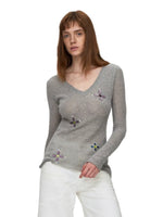 Camel Hair Sequin V-Neck Top