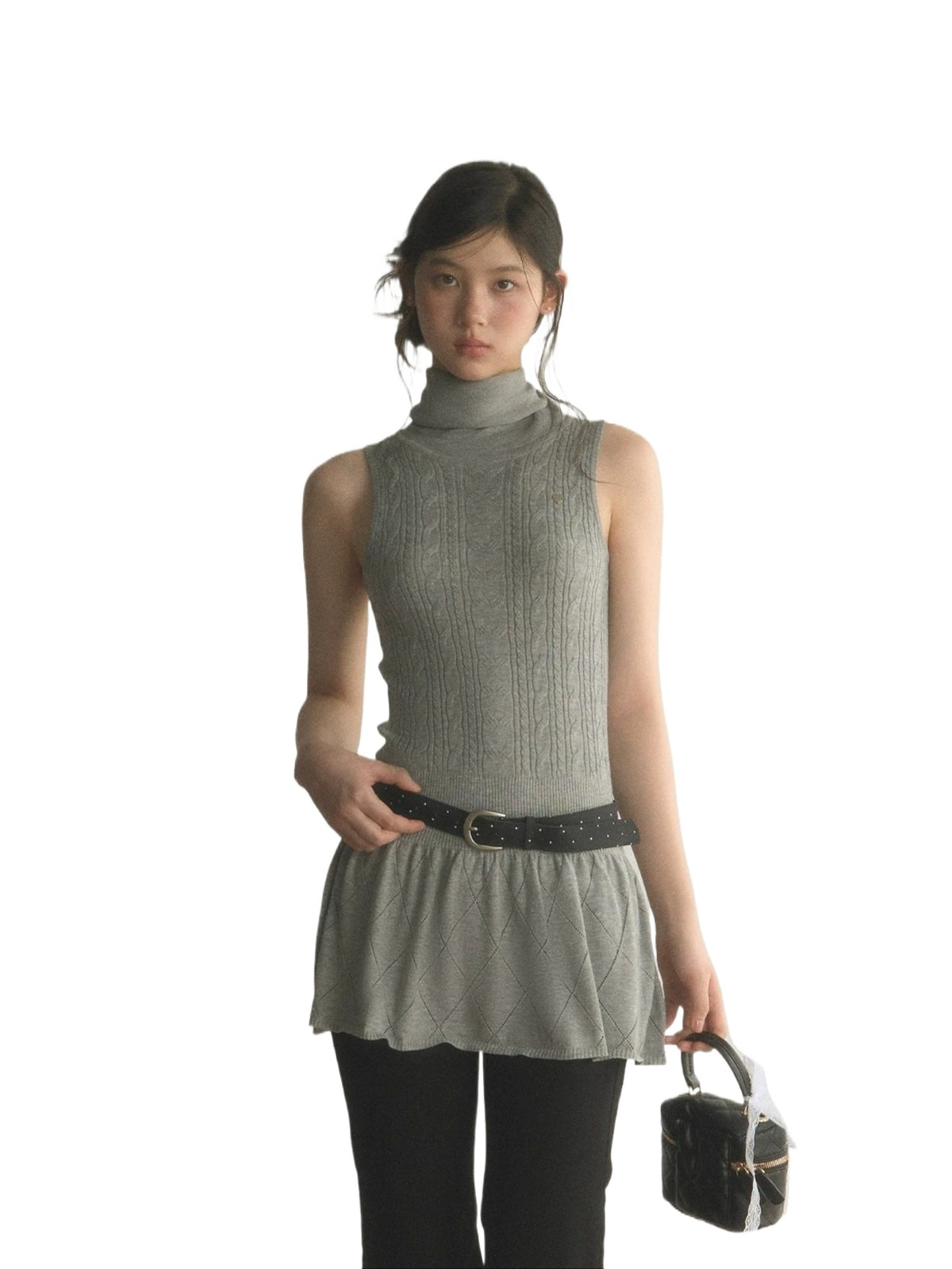 High Neck Sleeveless Knit Dress