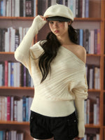 Off-Shoulder Cable Knit Sweater