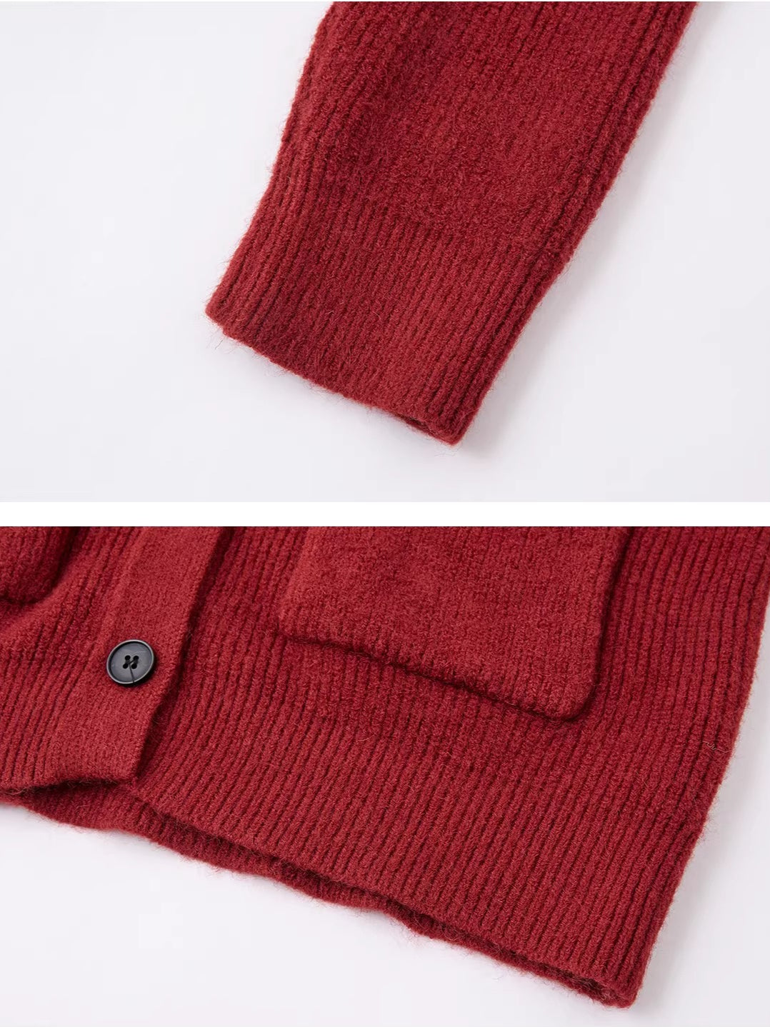 Detachable Fur Collar Ribbed Cardigan