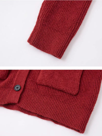 Detachable Fur Collar Ribbed Cardigan