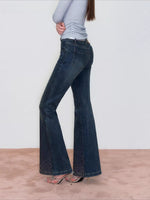 Embroidered Rhinestones Flared Jeans