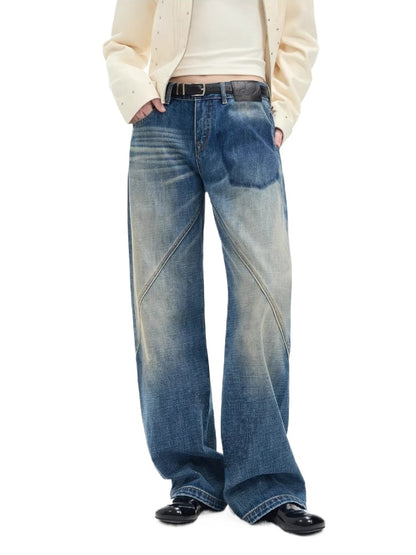 Vintage Cut-Seam Wide-Leg Jeans