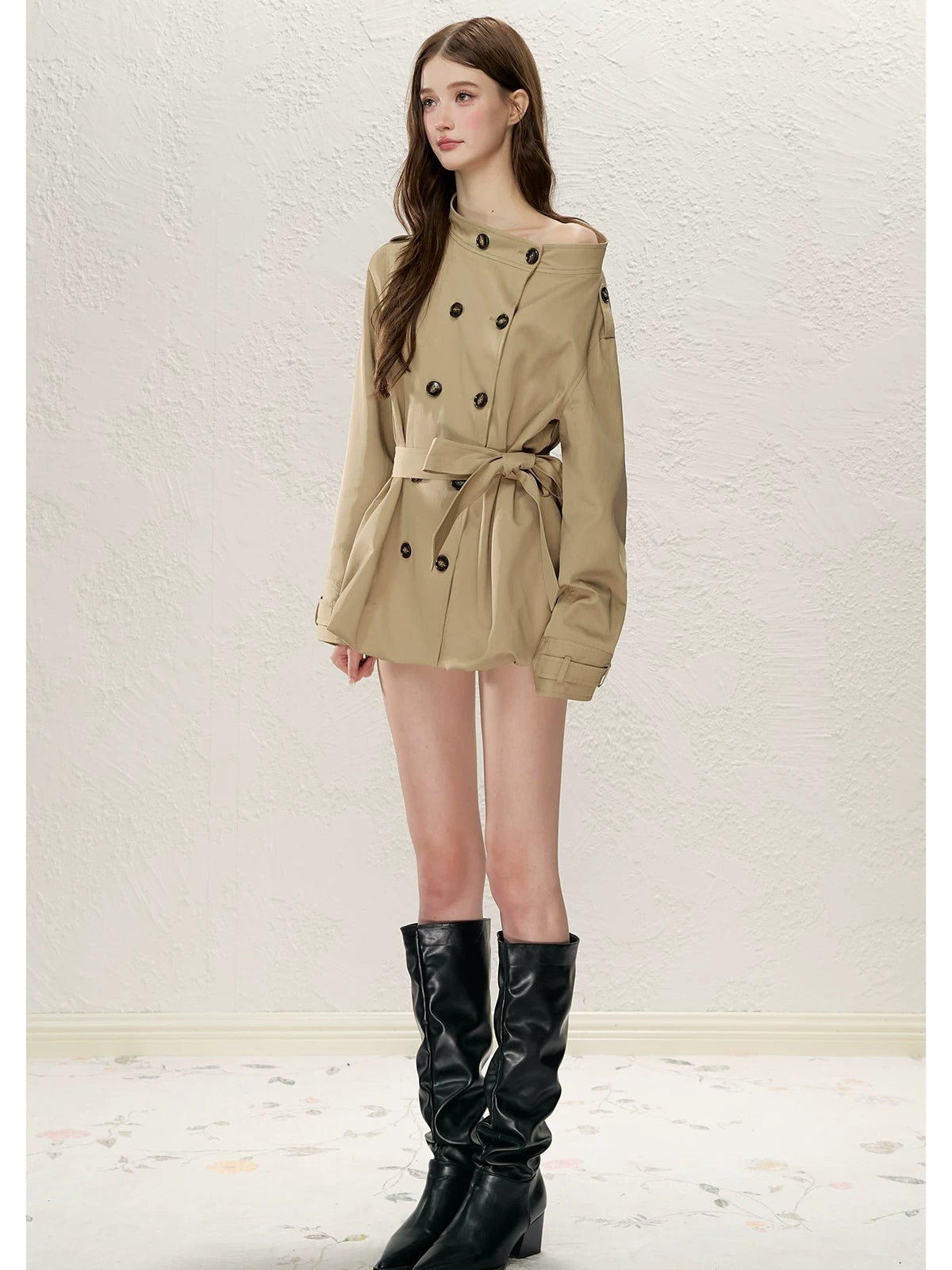Convertible Off-Shoulder Trench