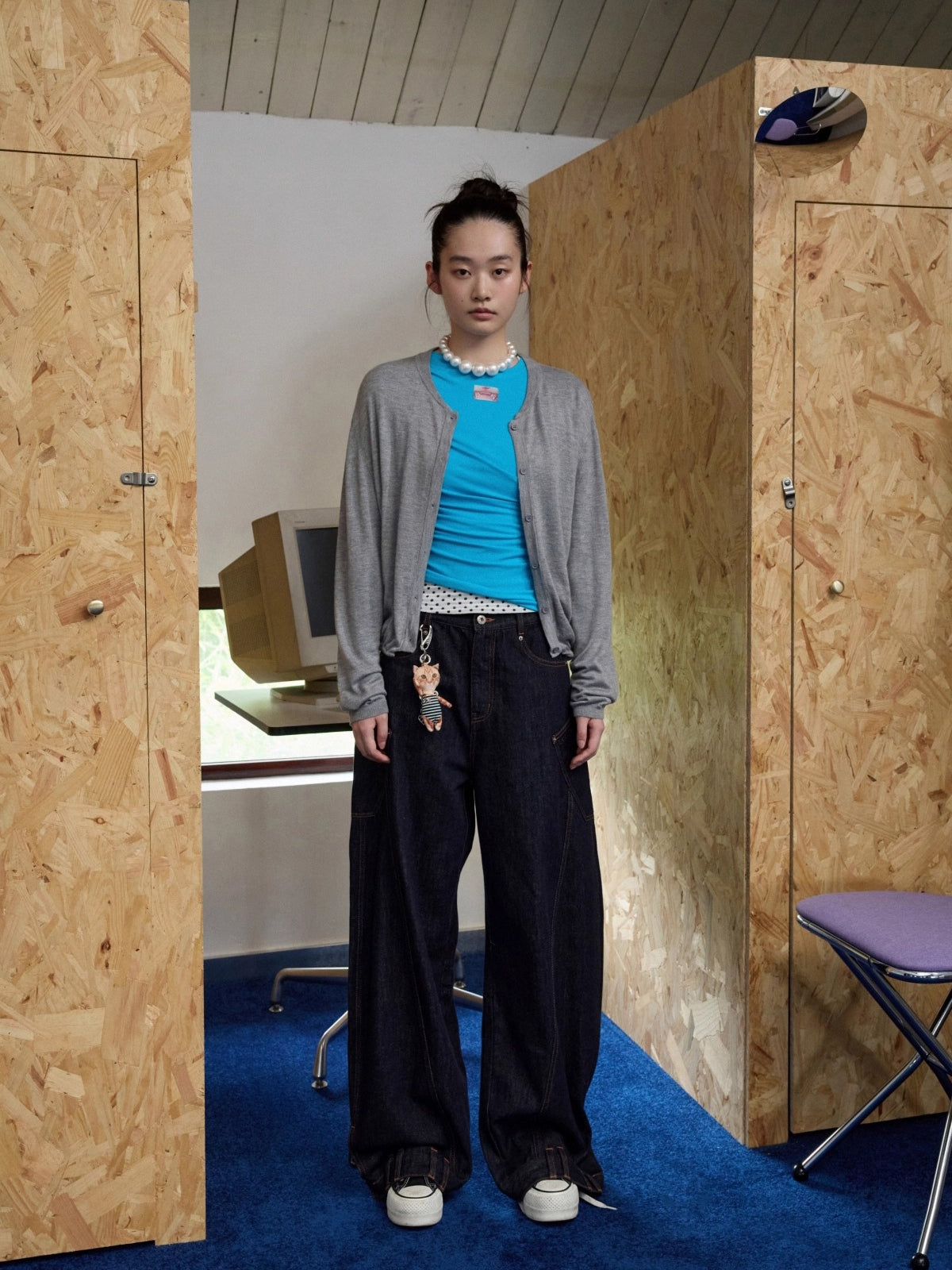 Solid Balloon Hem Wool Cardigan