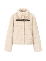 Vintage Faux Mink Fur Buckle Jacket