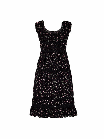 Floral Lace Puff-Sleeve Dress