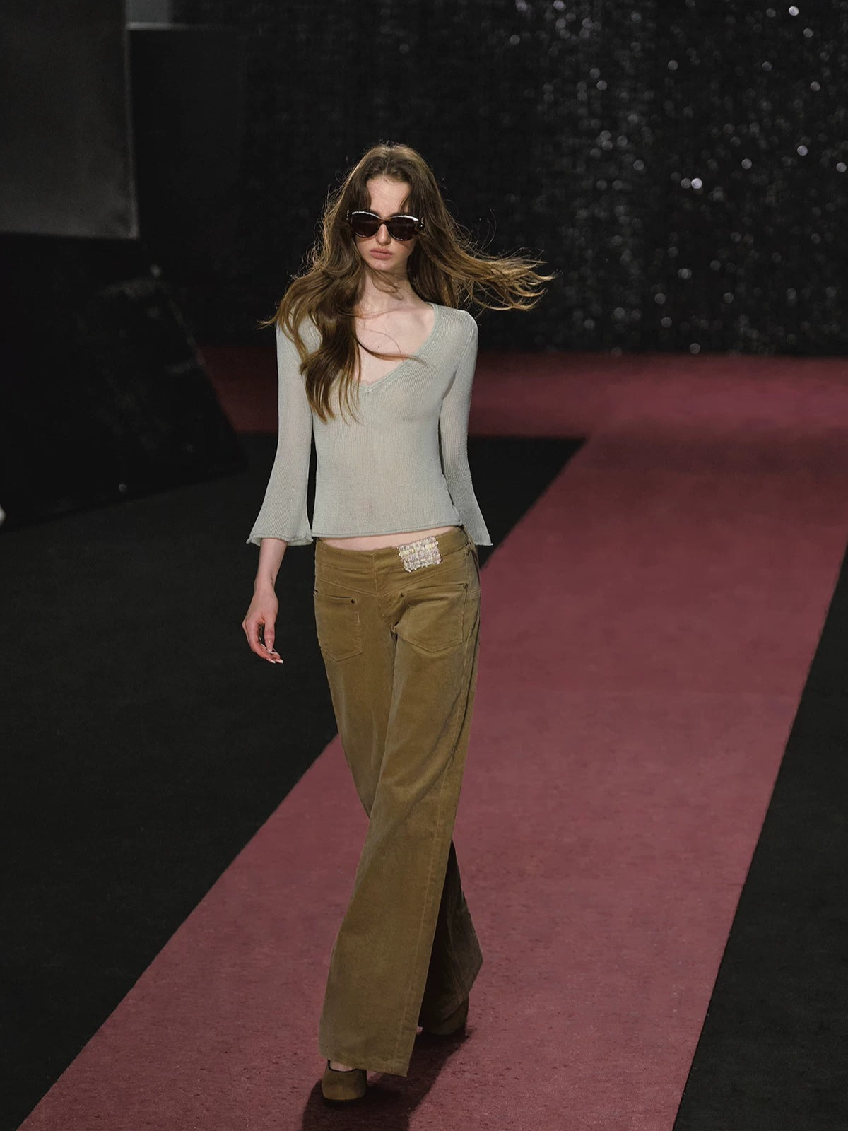 Corduroy Low Rise Wide Leg Pants