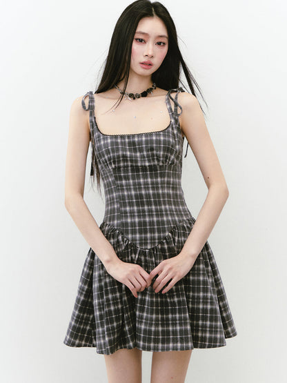 Irregular Neck Floral Waist-Defined Dress