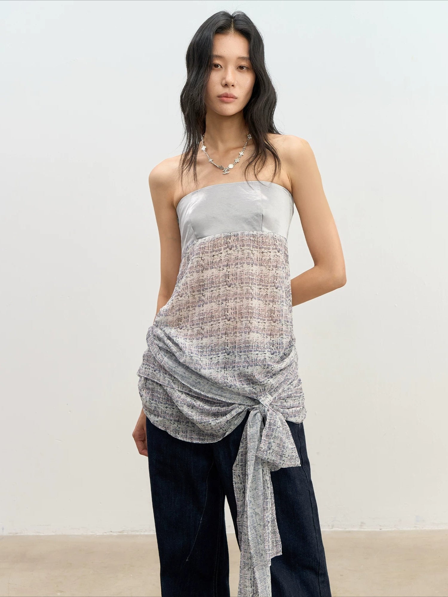 Satin Chiffon Tube Top