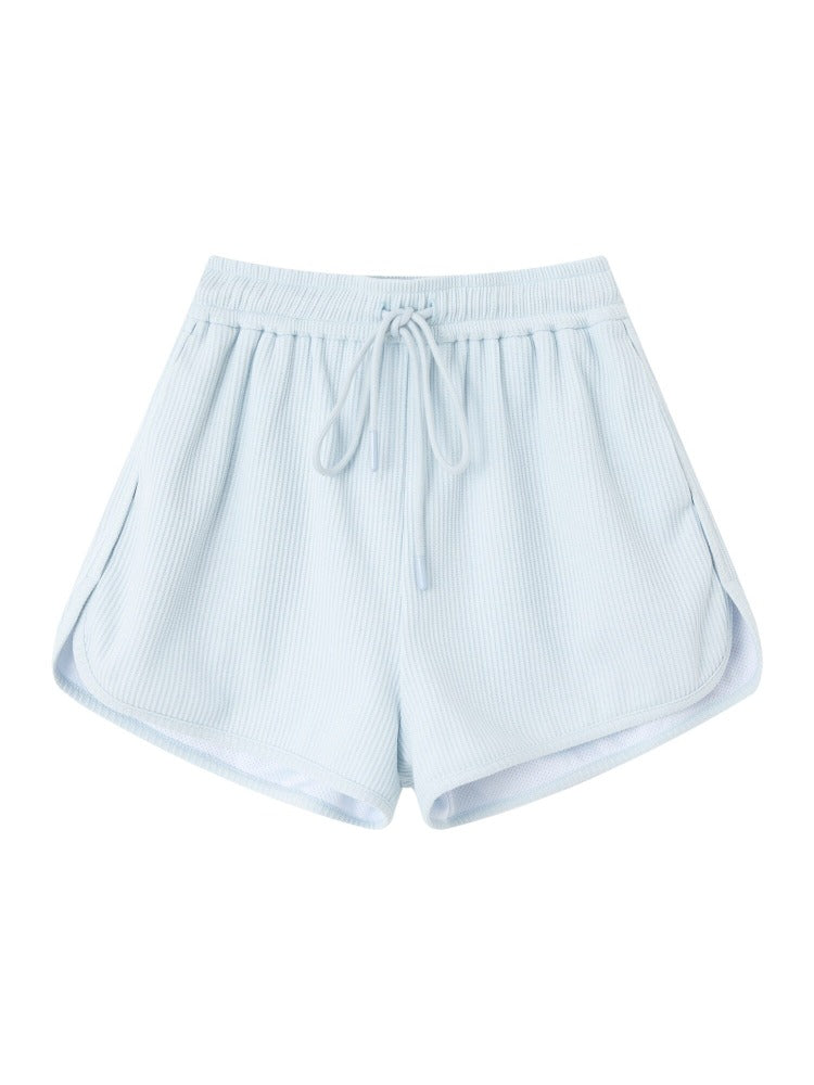 Waffle Hoodie Shorts Vest Set
