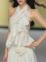 Satin Halter Top Skirt Set