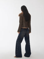 Washed Faux Shearling Fitted Jacket