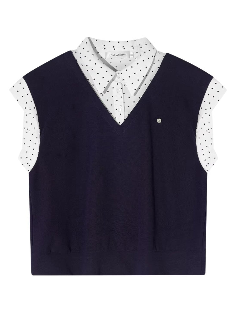 Contrast Polka Shirt