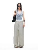 Wheat Washed Wide-Leg Pants