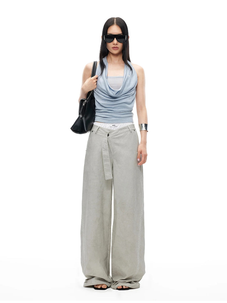 Wheat Washed Wide-Leg Pants
