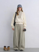 TR Front-Crease Wide-Leg Suit Pants