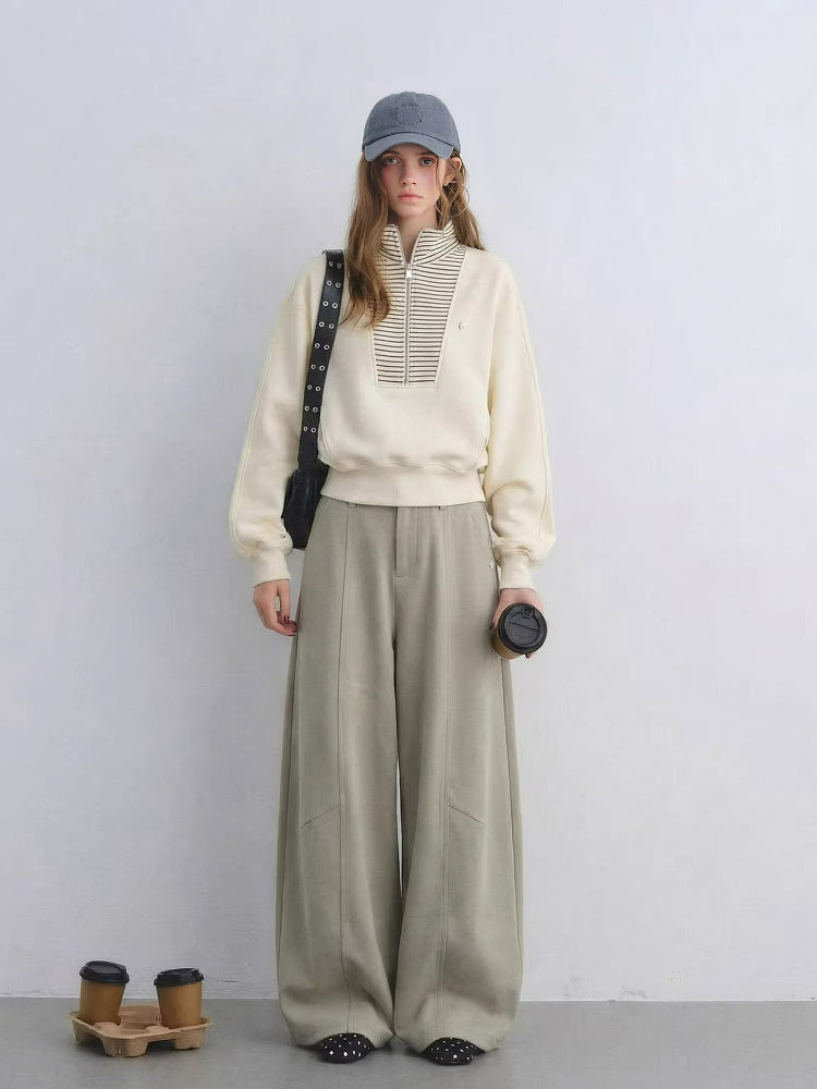 TR Front-Crease Wide-Leg Suit Pants