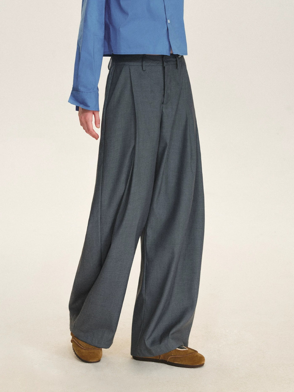 Minimalist Pleated Wide Leg Trousers