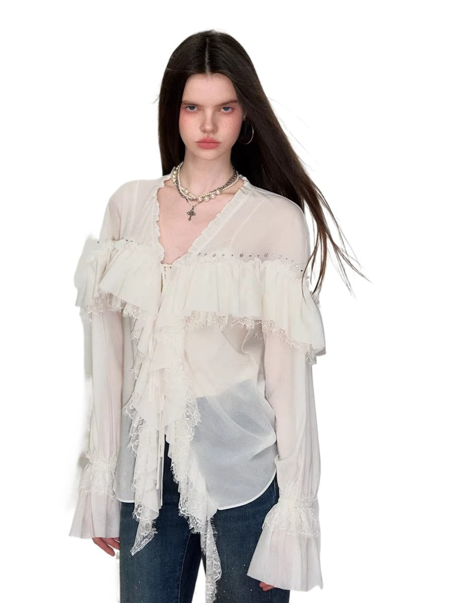 Ruffle Sheer Blouse