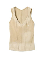Hooded V-Neck Distressed Sleeveless Top