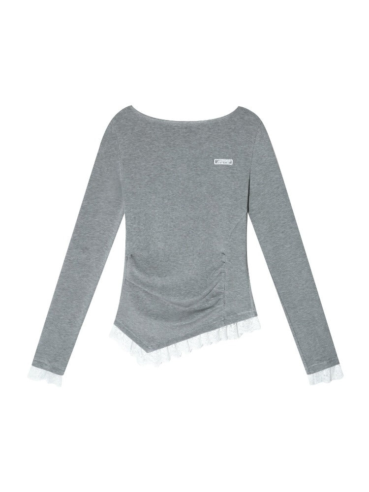 Lace Hem Knit Top
