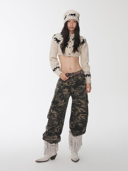 Fair Isle Pony Jacquard Knit Beanie