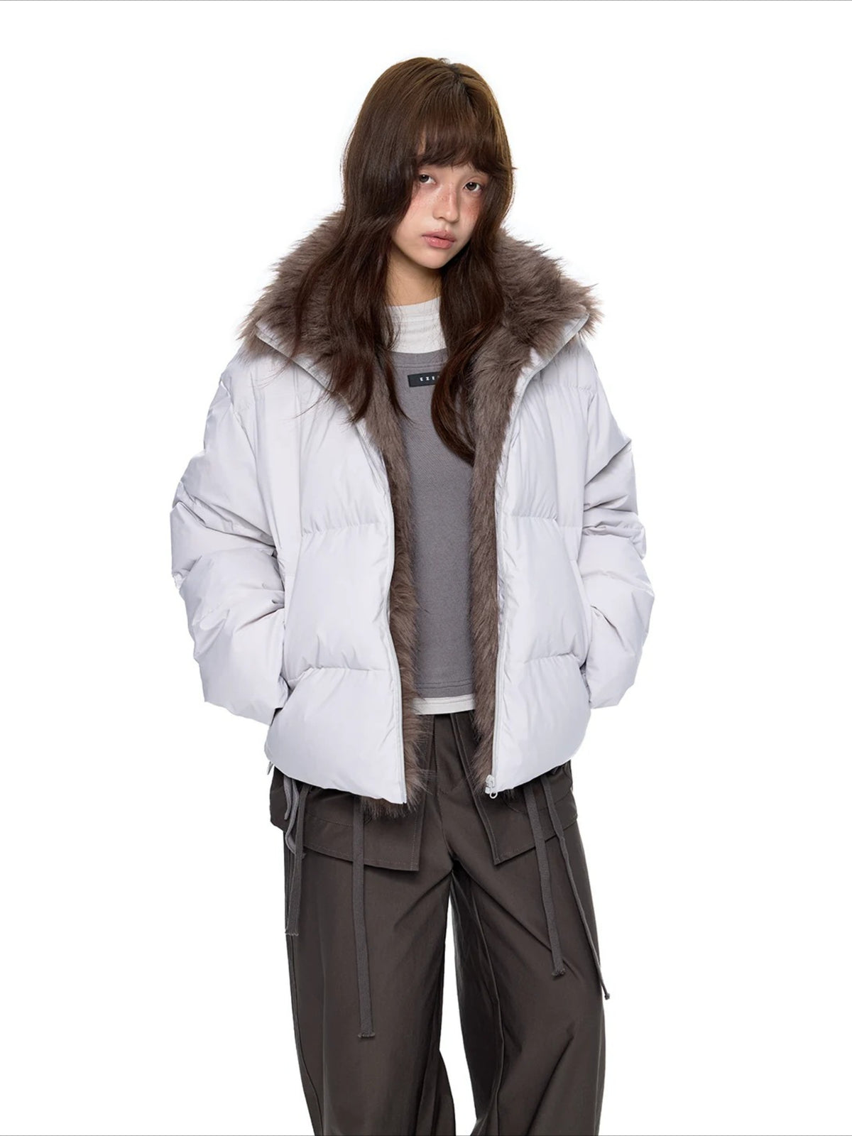 Vintage Fur Collar Down Jacket